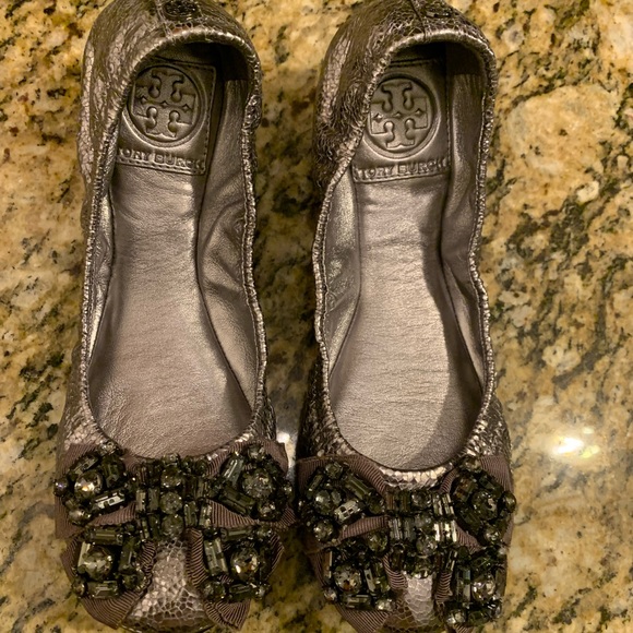 Tory Burch The Azalea Ballet Flats Sliver 5 - Picture 3 of 8